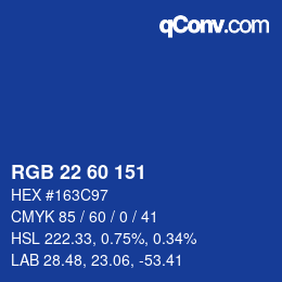 カラーコード: RGB 22 60 151 | qconv.com