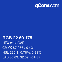 カラーコード: RGB 22 60 175 | qconv.com