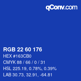 Color code: RGB 22 60 176 | qconv.com