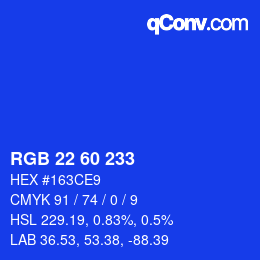 颜色代码: RGB 22 60 233 | qconv.com