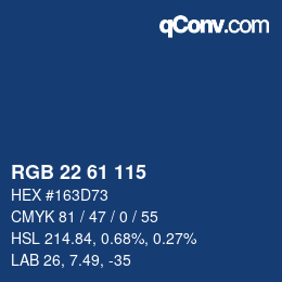 Color code: RGB 22 61 115 | qconv.com