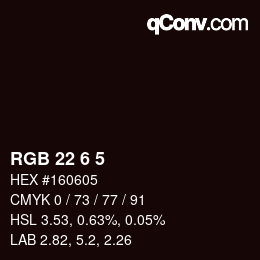 カラーコード: RGB 22 6 5 | qconv.com