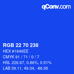 Color code: RGB 22 70 238 | qconv.com