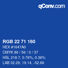 カラーコード: RGB 22 71 160 | qconv.com
