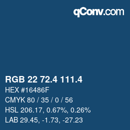 カラーコード: RGB 22 72.4 111.4 | qconv.com
