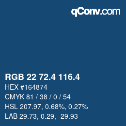 カラーコード: RGB 22 72.4 116.4 | qconv.com