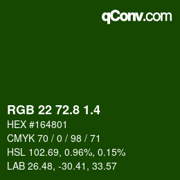 カラーコード: RGB 22 72.8 1.4 | qconv.com