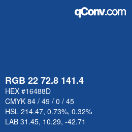 カラーコード: RGB 22 72.8 141.4 | qconv.com