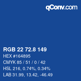 Color code: RGB 22 72.8 149 | qconv.com