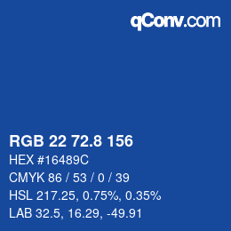 カラーコード: RGB 22 72.8 156 | qconv.com