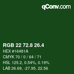 カラーコード: RGB 22 72.8 26.4 | qconv.com