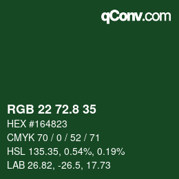 Color code: RGB 22 72.8 35 | qconv.com