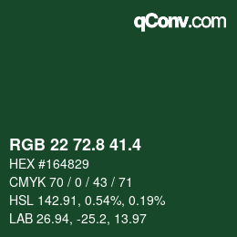 カラーコード: RGB 22 72.8 41.4 | qconv.com