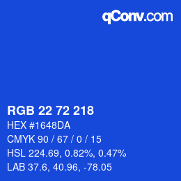 Color code: RGB 22 72 218 | qconv.com
