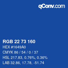 Color code: RGB 22 73 160 | qconv.com