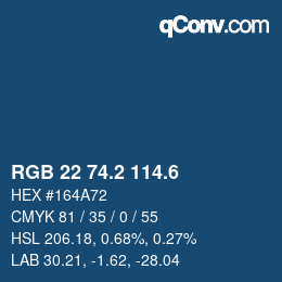 カラーコード: RGB 22 74.2 114.6 | qconv.com