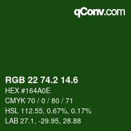 カラーコード: RGB 22 74.2 14.6 | qconv.com