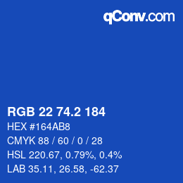 カラーコード: RGB 22 74.2 184 | qconv.com