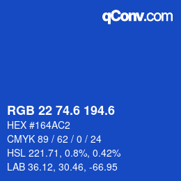 カラーコード: RGB 22 74.6 194.6 | qconv.com