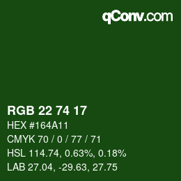 Farbcode: RGB 22 74 17 | qconv.com