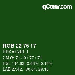 Farbcode: RGB 22 75 17 | qconv.com