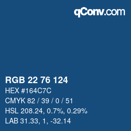 Color code: RGB 22 76 124 | qconv.com
