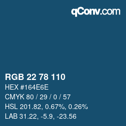 カラーコード: RGB 22 78 110 | qconv.com