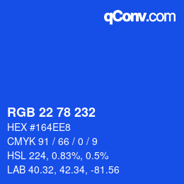 Color code: RGB 22 78 232 | qconv.com