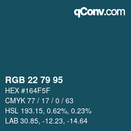 颜色代码: RGB 22 79 95 | qconv.com