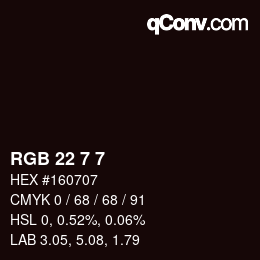 Color code: RGB 22 7 7 | qconv.com