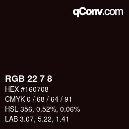 カラーコード: RGB 22 7 8 | qconv.com