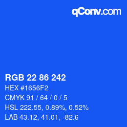 Color code: RGB 22 86 242 | qconv.com