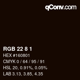カラーコード: RGB 22 8 1 | qconv.com