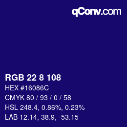 カラーコード: RGB 22 8 108 | qconv.com