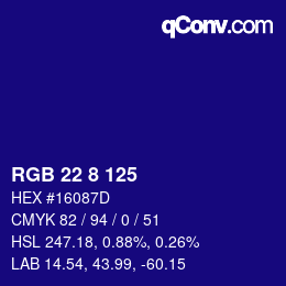 Color code: RGB 22 8 125 | qconv.com