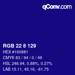 Color code: RGB 22 8 129 | qconv.com