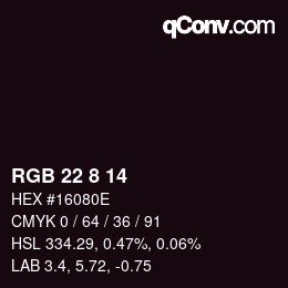 Color code: RGB 22 8 14 | qconv.com