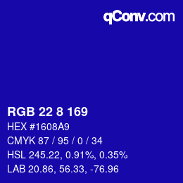 Color code: RGB 22 8 169 | qconv.com