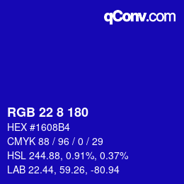 カラーコード: RGB 22 8 180 | qconv.com