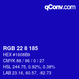 Color code: RGB 22 8 185 | qconv.com