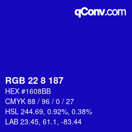 Color code: RGB 22 8 187 | qconv.com