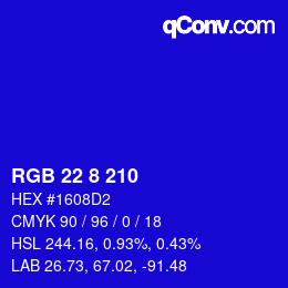 Color code: RGB 22 8 210 | qconv.com