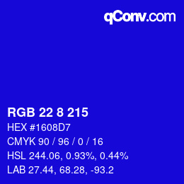 Color code: RGB 22 8 215 | qconv.com