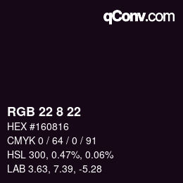 カラーコード: RGB 22 8 22 | qconv.com