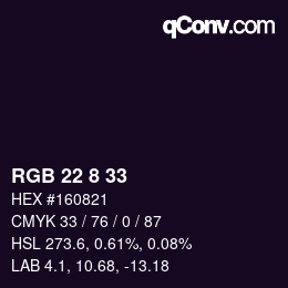 Color code: RGB 22 8 33 | qconv.com