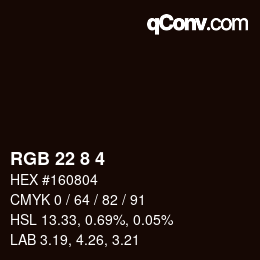 Color code: RGB 22 8 4 | qconv.com