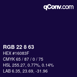 Color code: RGB 22 8 63 | qconv.com