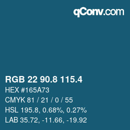 カラーコード: RGB 22 90.8 115.4 | qconv.com