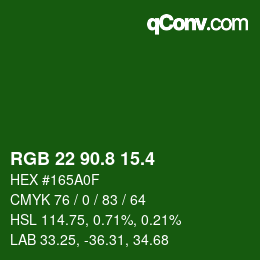 カラーコード: RGB 22 90.8 15.4 | qconv.com