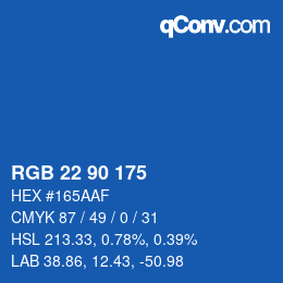 Color code: RGB 22 90 175 | qconv.com